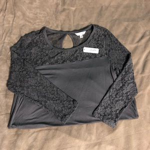 Dark Grey Shirt with Laced Sleeves